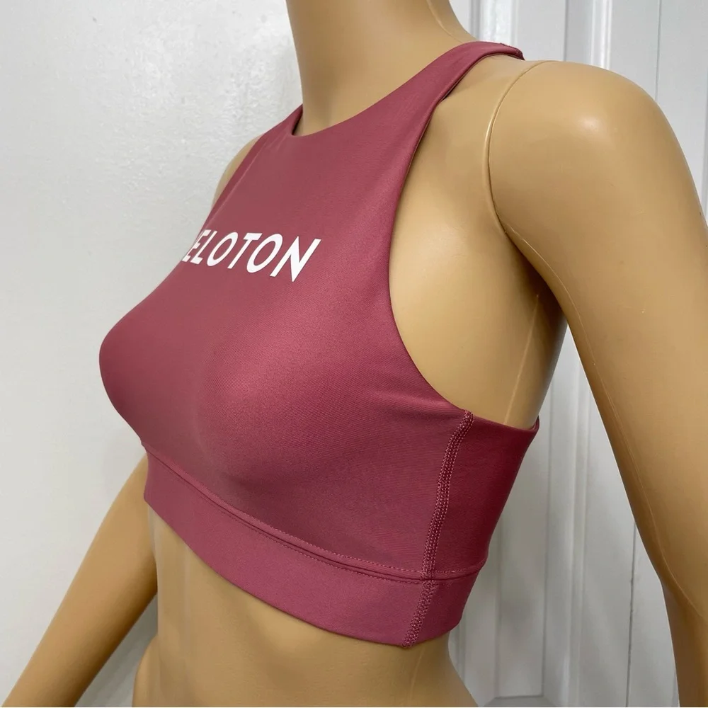 Peloton Mauve Rose Pink High-Neck High Support Performance Sports Bra size S - Picture 6 of 9